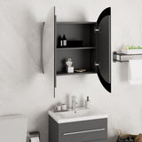 Bathroom Cabinet with Round Mirror&LED Grey 54x54x17.5 cm 345589