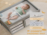Baby Changing Unit with 4 Storage Drawers, Mat for Bedroom Nursery, 84 x 84.5 cm, Grey T3398P378902