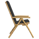 4 Piece Folding Reclining Chairs with Dark Grey Cushions Bamboo 3208929