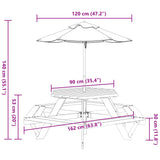 Picnic Table for 6 Kids with Umbrella Hexagon Solid Wood Fir 3281627