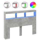 Headboard Cabinet with LED Concrete Grey 140x17x102 cm 839199