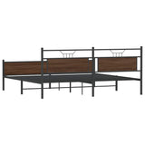 Metal Bed Frame without Mattress Brown Oak 193x201 cm 3325138