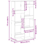 Bookcase Smoked Oak 100x33x175 cm Engineered Wood 3309406