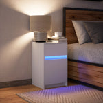 ZNTS Bedside Cabinet with LED Lights White Engineered Wood 851998