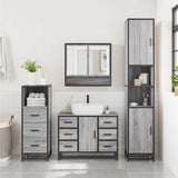 3 Piece Bathroom Furniture Set Grey Sonoma Engineered Wood 3301113