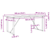 ZNTS Dining Table O-Frame 180x90x75 cm Solid Wood Pine and Cast Iron 3282678