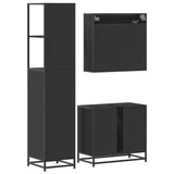 ZNTS 3 Piece Bathroom Furniture Set Black Engineered Wood 3301125