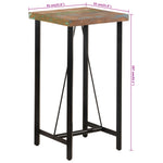 ZNTS Bar Table 55x55x107 cm Solid Wood Reclaimed and Iron 356372