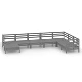 8 Piece Garden Lounge Set Solid Wood Pine Grey 3082986