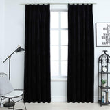 ZNTS Blackout Curtains 2 pcs with Hooks Velvet Black 140x225 cm 134493