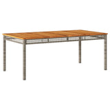 Garden Table Grey 180x90x75 cm Poly Rattan Acacia Wood 366280