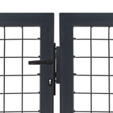 Garden Gate with Posts Steel 350x140 cm Anthracite 144401