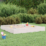 Sandbox with Seats White Square Solid Wood Pine 825038