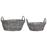 Planter Basket with Storage 2 pcs Grey Lacak Rattan 42020963