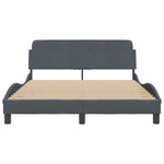 Bed Frame "Dover" Dark Grey 135x190 cm Double Velvet 373329