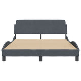 Bed Frame "Dover" Dark Grey 135x190 cm Double Velvet 373329