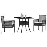 Garden Dining Set 3 pcs Black Poly rattan 3334923