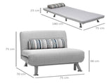 Single Sofa Bed, 1 Person Sleeper Foldable Lounge with Pillow, Grey T3398P328104