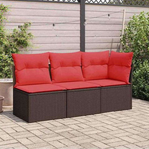 Garden Sofa with Cushion 8 pcs Brown and red Poly rattan 366241