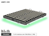4ft6 Double Floating Bed Frame with Hydraulic Under-bed Storage & Smart RGB LED Lights, No Headboard N652P422490G