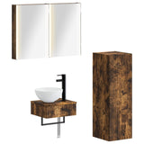 Bathroom Cabinet Set 4 pcs Smoked Oak Engineered Wood 3407379