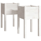 Garden Planters 2 pcs White 40x40x70 cm Solid Pinewood 810792