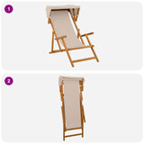 Deck Chair 2 pcs 3 Position Solid Eucalyptus Wood Beige 3407814