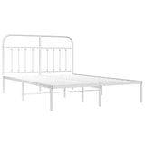 Metal Bed Frame without Mattress with Headboard White 150x200cm 352629