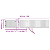 Dog Gate with Door Foldable 4 Panels White 320 cm Solid Wood Fir 352281