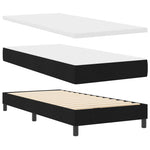 ZNTS Bed Frame with Mattress Black and White Fabric 90 x 200 cm 3342179