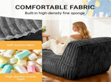 Modular Bean Bag Lounge Sofa with Ottoman,Plush Corduroy Fabric, Ergonomic Body Support, Removable T5592P545598