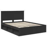 Bed Frame with Headboard Black 150 x 200 cm Solid Pine Wood 3410993