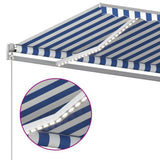 Manual Retractable Awning with LED 400x300 cm Blue and White 3068901