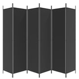 6-Panel Room Divider Black 300x200 cm Fabric 350193