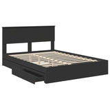 Storage Bed with Headboard Black 140 x 190 cm Engineered Wood 3408453