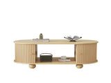Oval Coffee Table 2 Sliding Doors, Rounded Corners,Hidden Compartment Center Table, Sofa table N605P339347E