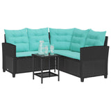 Garden Sofa with Cushion 2 pcs Black and Turquoise Poly rattan 4103880