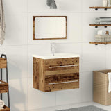 Bathroom Sink Cabinet with Drawer Wall-mounted 2 pcs Old Wood 3332542