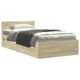 Bed Frame with Headboard without Mattress Sonoma Oak 75x190 cm Small Single 3295620
