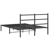Metal Bed Frame without Mattress with Headboard Black 140x190cm 355365