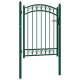 Fence Gate "EMMEN" with Arched Top Steel 100x98,5 cm Green 146364