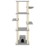 Cat Tree with Sisal Scratching Posts Light Grey 154 cm 172056