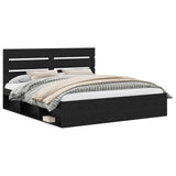 Bed Frame with Headboard Black 200 x 200 cm Solid Pine Wood 3411705