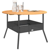 Garden Table with Acacia Wood Top Black 110x71 cm Poly Rattan 368625