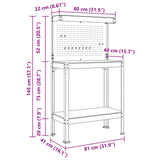 Workbench Black 81 x 41 x 145 cm Engineered Wood and Metal 42020131