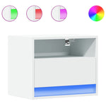 ZNTS Wall-mounted Bedside Cabinet with LED Lights White 852061
