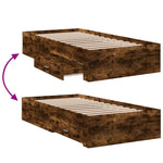 Bed Frame with Drawers without Mattress Smoked Oak 75x190 cm Small Single 3280444