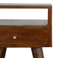Solid Wood Mini Chestnut Bedside, 1 Drawer and Open Shelf, Dark Brown B2743P402928