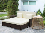 Rattan Sun Lounger 2 Seater Day Bed-Brown T3398P318818