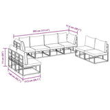 Garden Sofa Set with Cushion 8 pcs Black Aluminium 3378852
